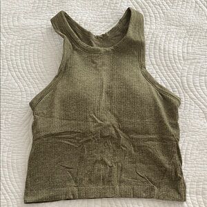 Olive Green Ribbed workout Tank Top